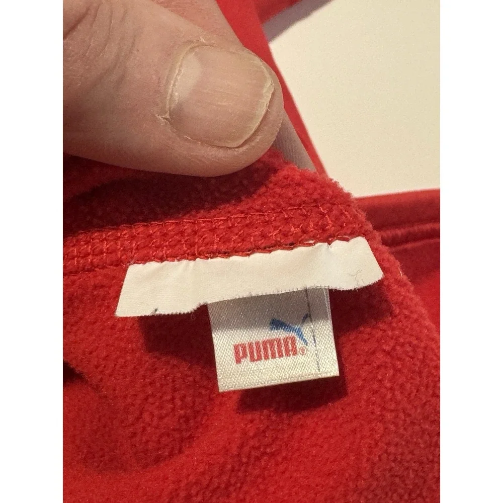Puma Sport Lifestyle Quarter Zip Pullover Top Athletic Warm Up Red Size Large‎